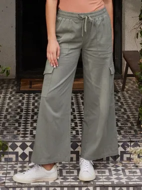 TaglessComfort Dressy look Eila Stretch Twill Wide Leg Cargo Pant