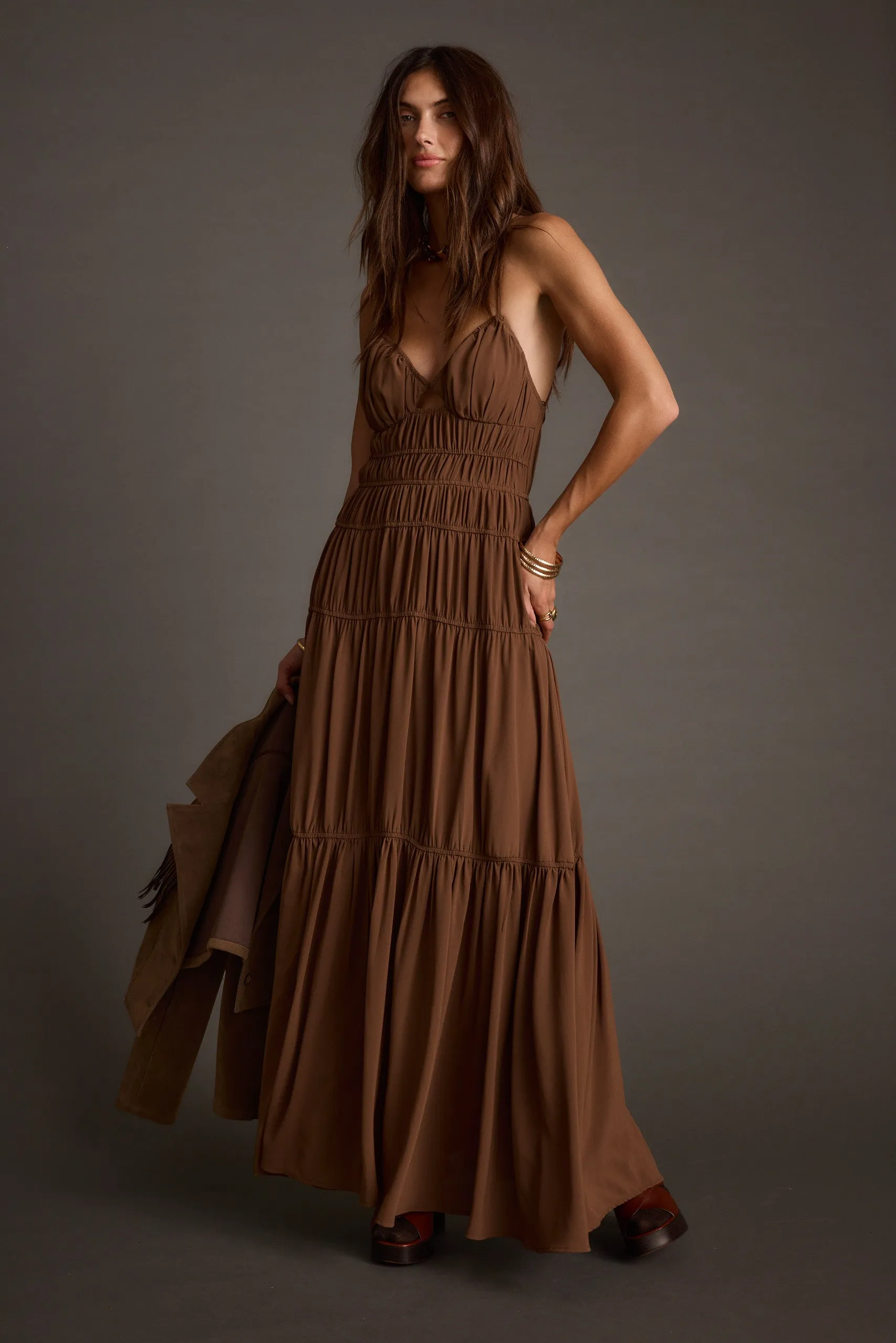 Light Bow Adelina Mocha Maxi Dress