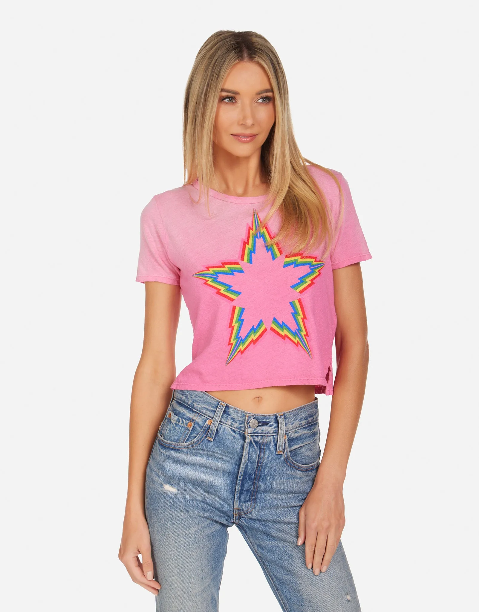 Adeline Rainbow Lightning Star V neck style Temperature Control Fabric