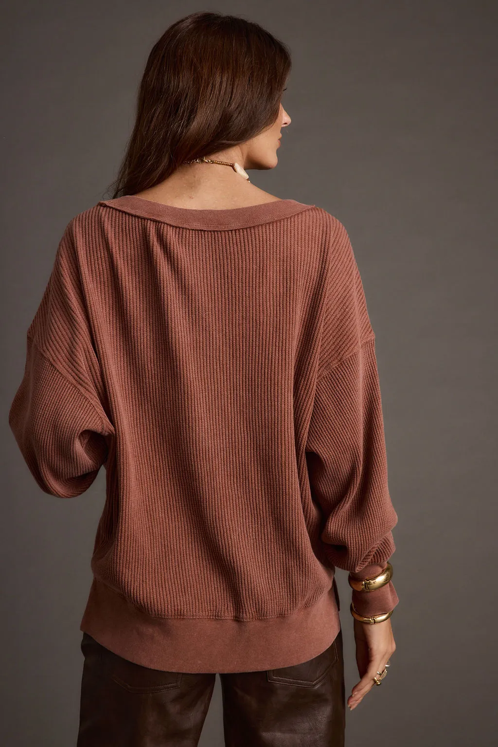 Not Your Ex's Rust Waffle Knit Top No pockets Eco - friendly