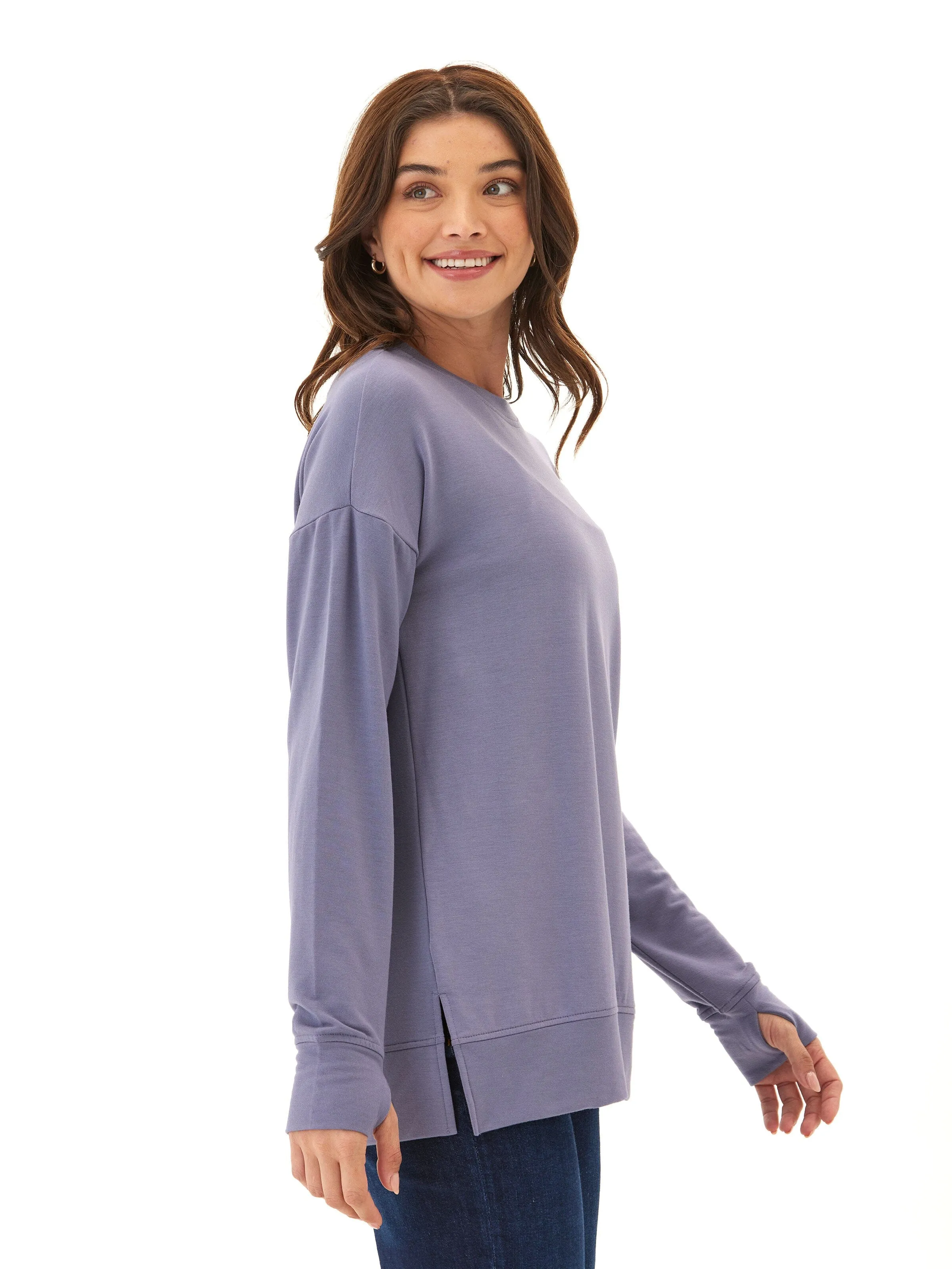 Articulated Sleeves Heavy Duty Zippers Mariah Modal Terry Tunic Top