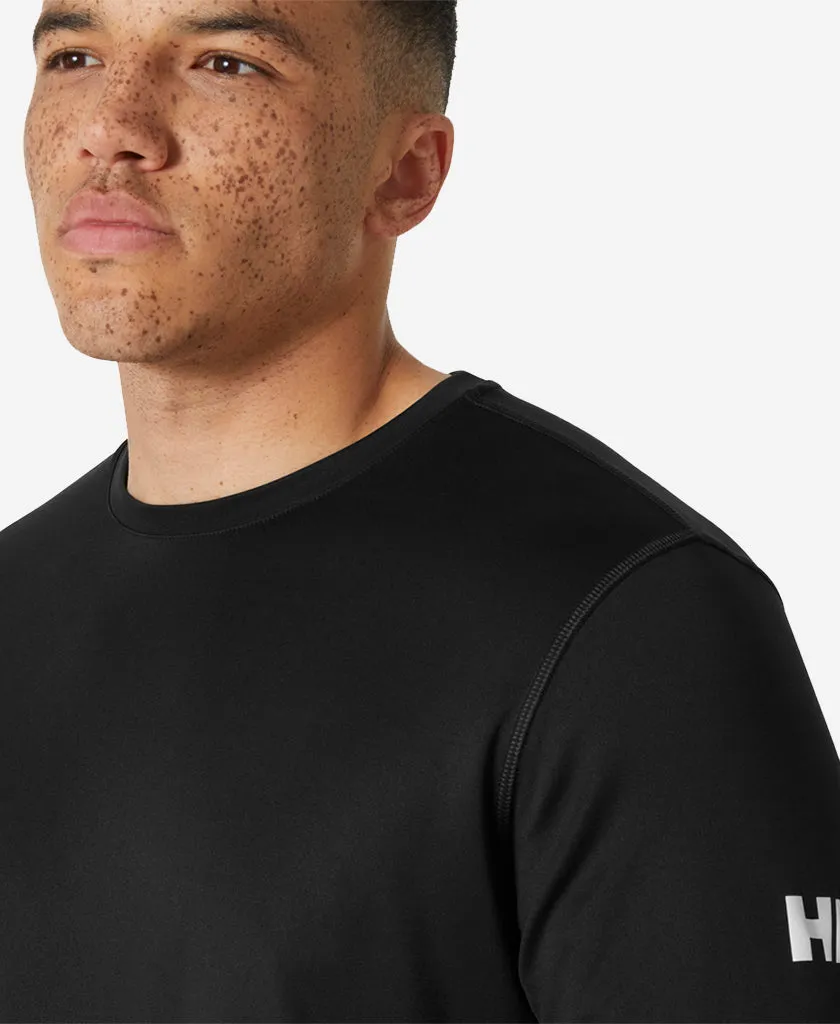 HH TECH CREW LS 2.0, Ebony Tagless Collar BondedHemline