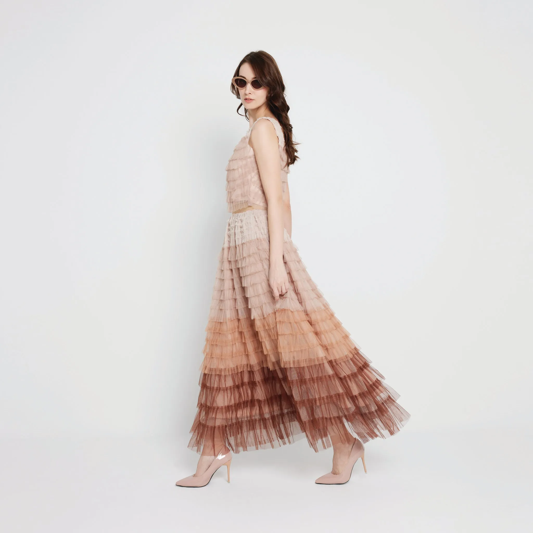 yoga session Wool blend Layer Tulle Skirt