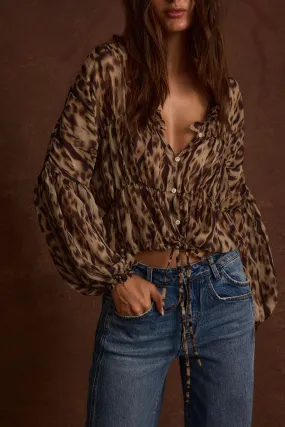 Businesswoman Lightweight feature Alba Leopard Chiffon Long Sleeve Blouse