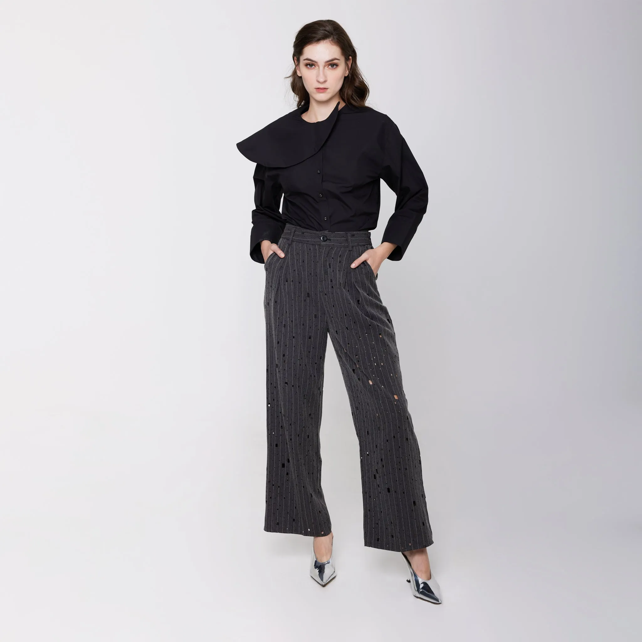 Eyelet Long Pants Modern Attire