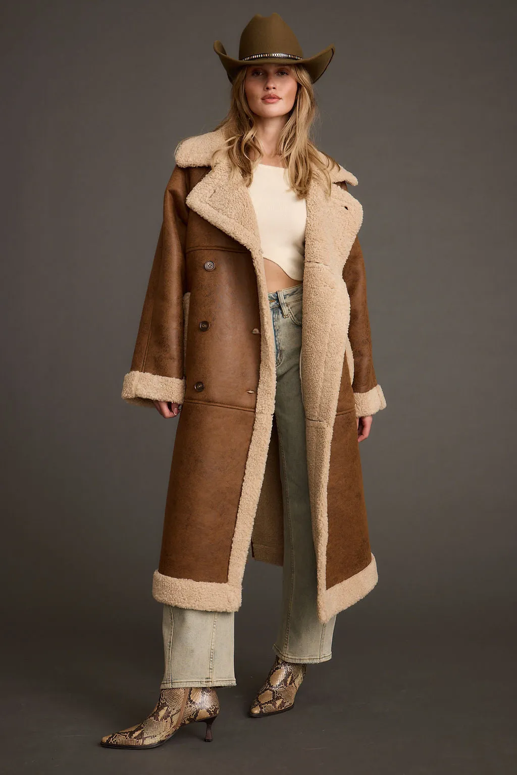 Livingston Brown Sherpa Coat LowProfileStitching
