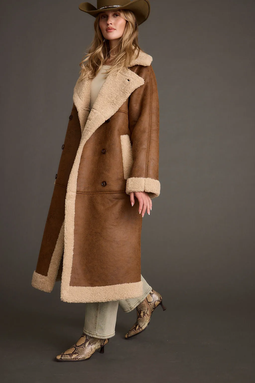 Livingston Brown Sherpa Coat Recycled Polyester
