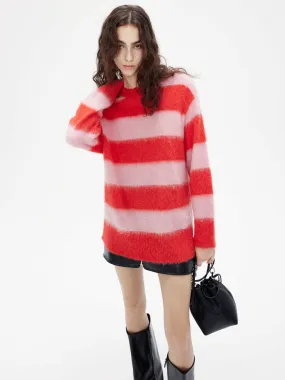 Sleek Performance Fit Drop Shoulder Cut Loose Striped Knit Sweater