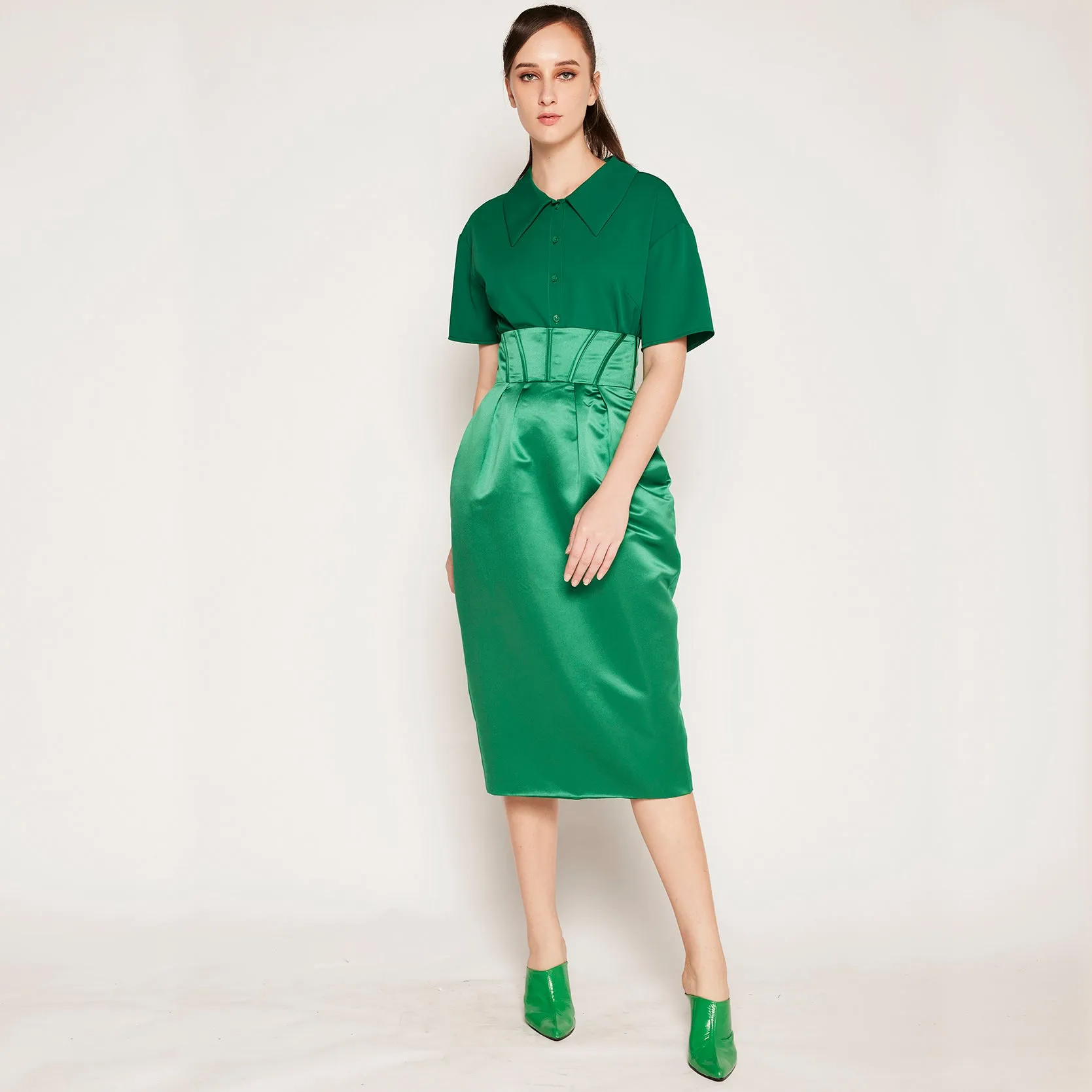 Corset Midi Skirt City Wear ribbed texture