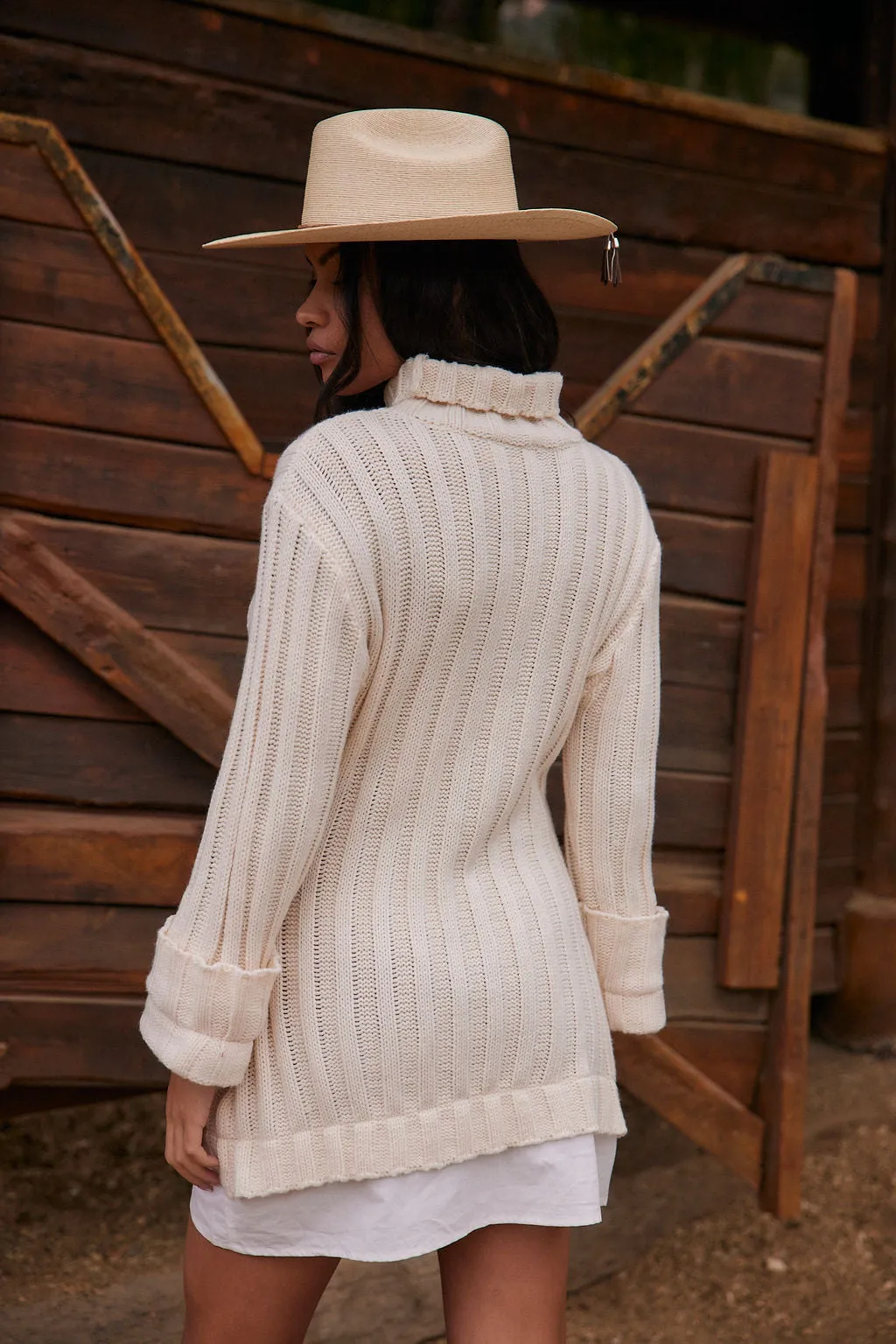 Allison White Long Sleeve Knit Mini Dress Home Relaxation