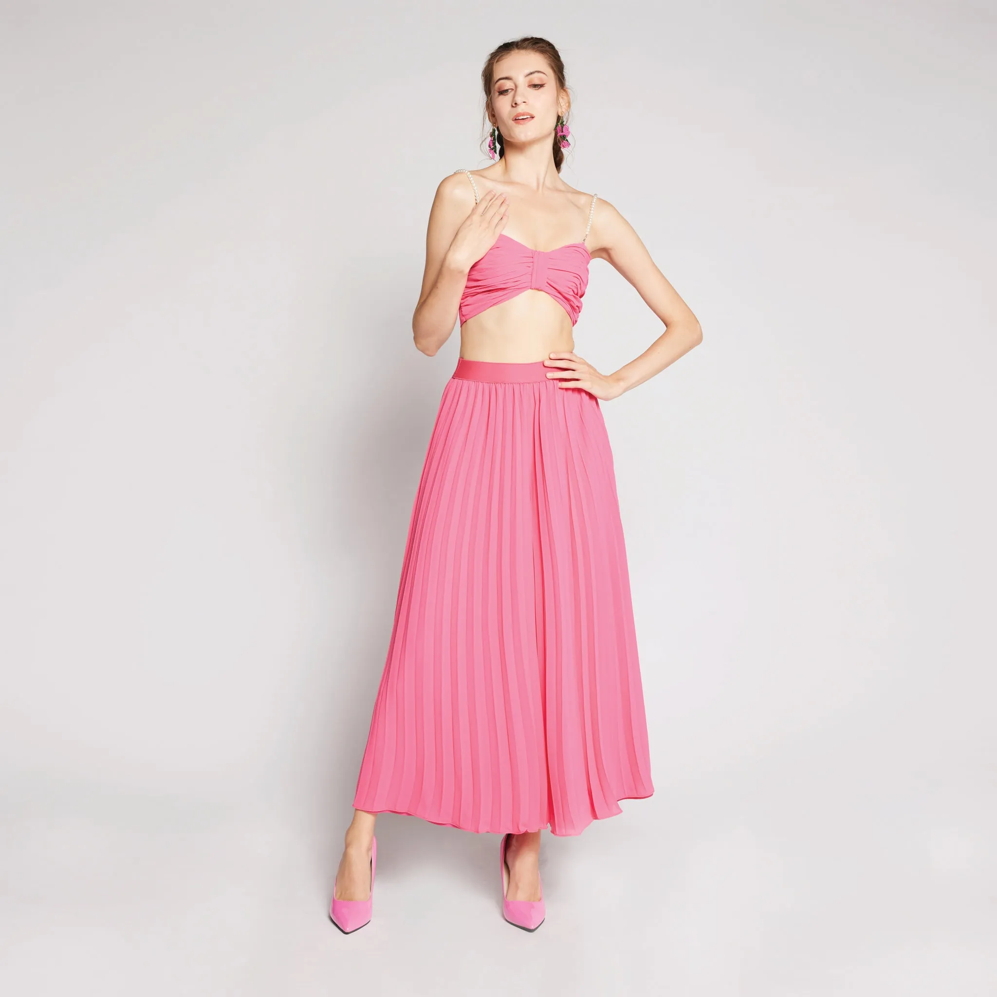 Chiffon Pleated Pants Refined Detail Wardrobe Classic