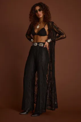 Lightweight feature Ambrose Black Lace Kimono