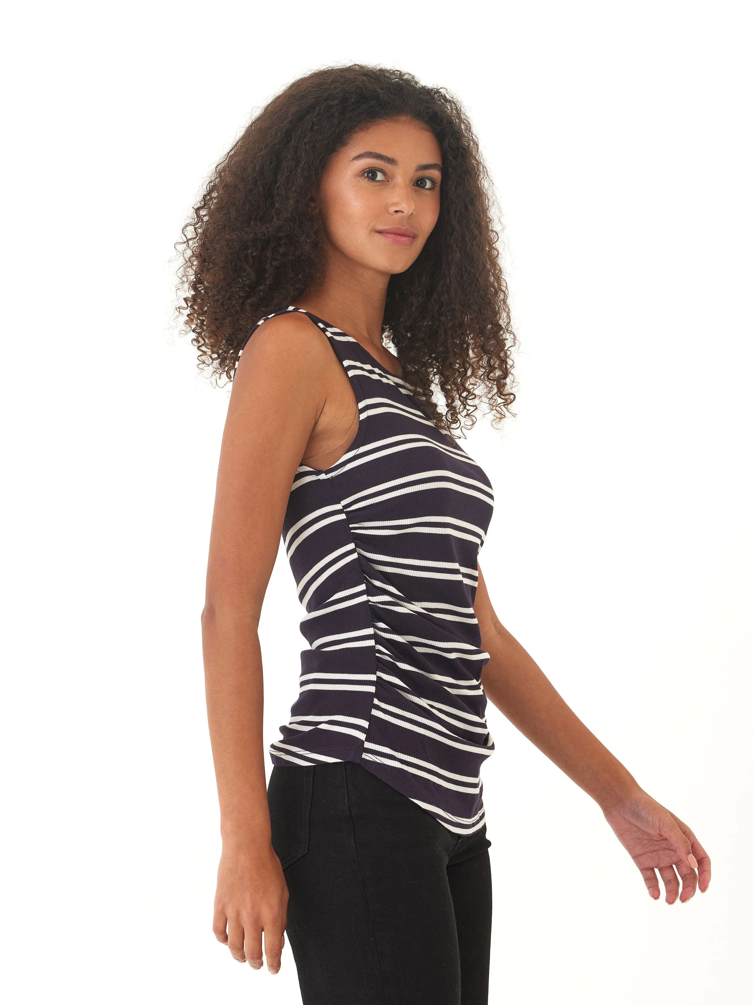 Annie Barbados Stripe Feather Rib Boatneck Tank Men's