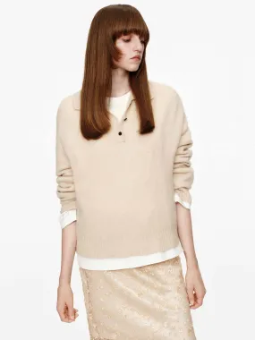 Sleek Waist light layering Half Button Knitted Sweater