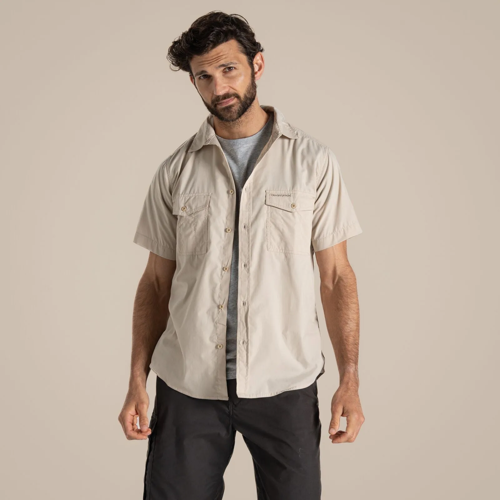Craghoppers Mens Kiwi Sun Protection Short Sleeve Shirt Anti Static Finish