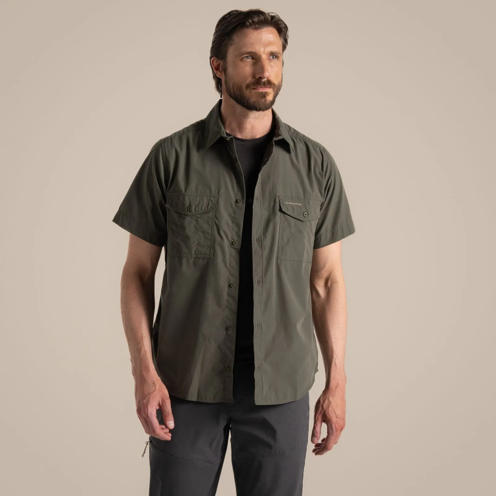 Craghoppers Mens Kiwi Sun Protection Short Sleeve Shirt Twill Weave