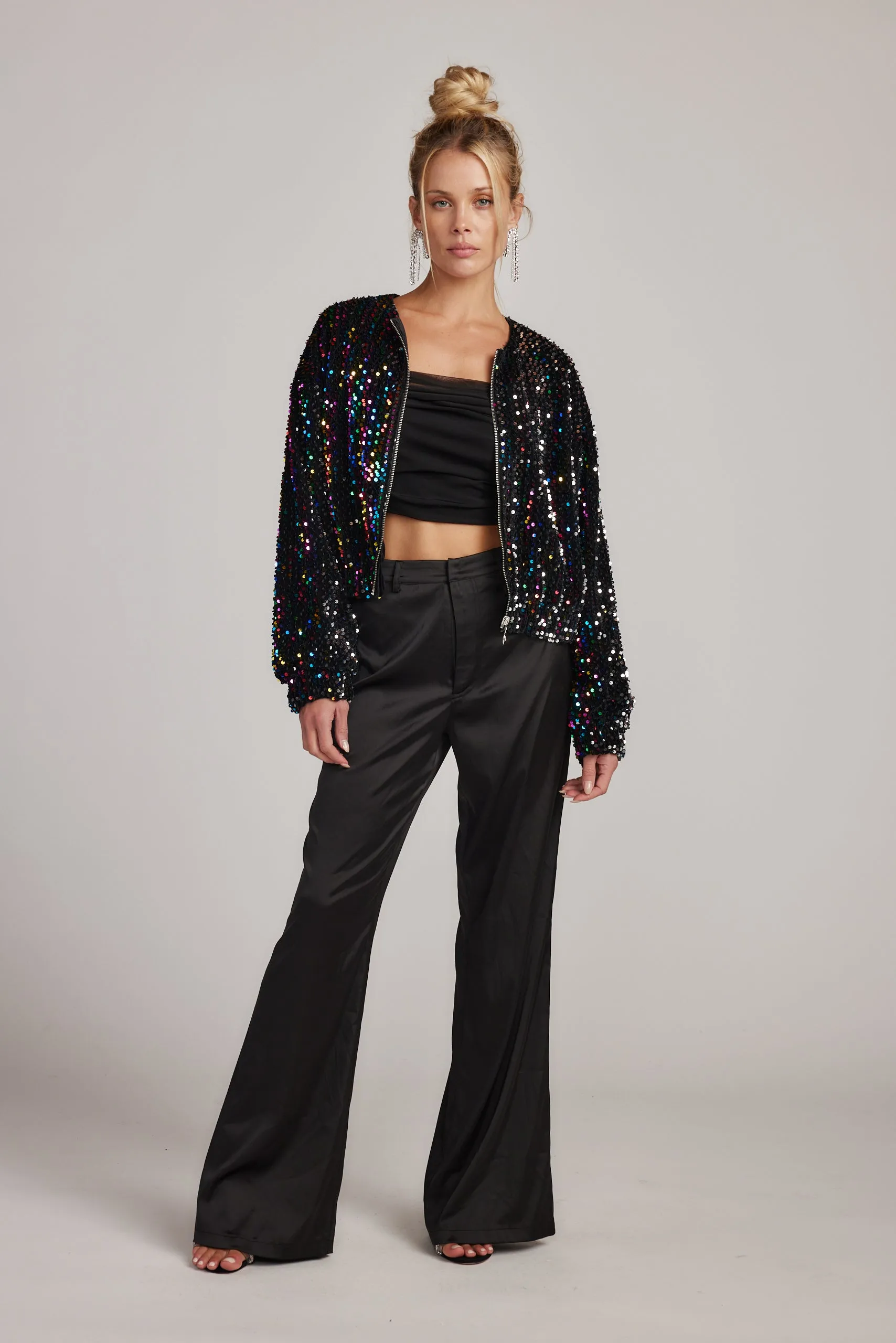 Erasable Stains Treatment Ozzy Multi Sequin Zip Up Jacket