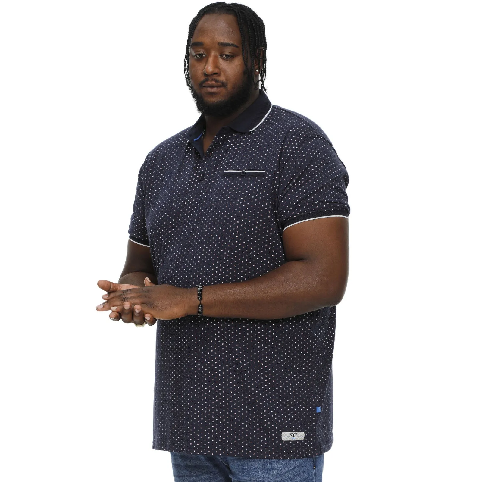 EasyCare Woven Fabric Active Lifestyle D555 Mens Darwin Big & Tall All Over Print Polo Shirt - Navy