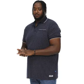 EasyCare Woven Fabric Active Lifestyle D555 Mens Darwin Big & Tall All Over Print Polo Shirt - Navy