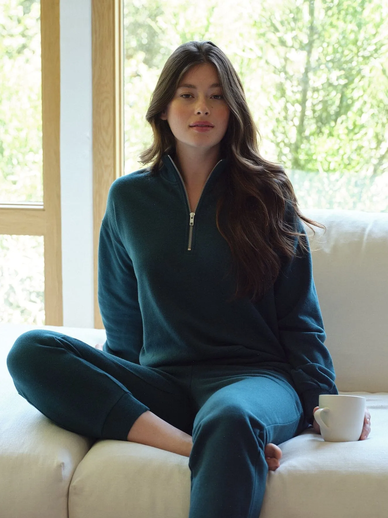 Constance Tribend Fleece Half Zip Pullover Everyday apparel ElasticCuffs