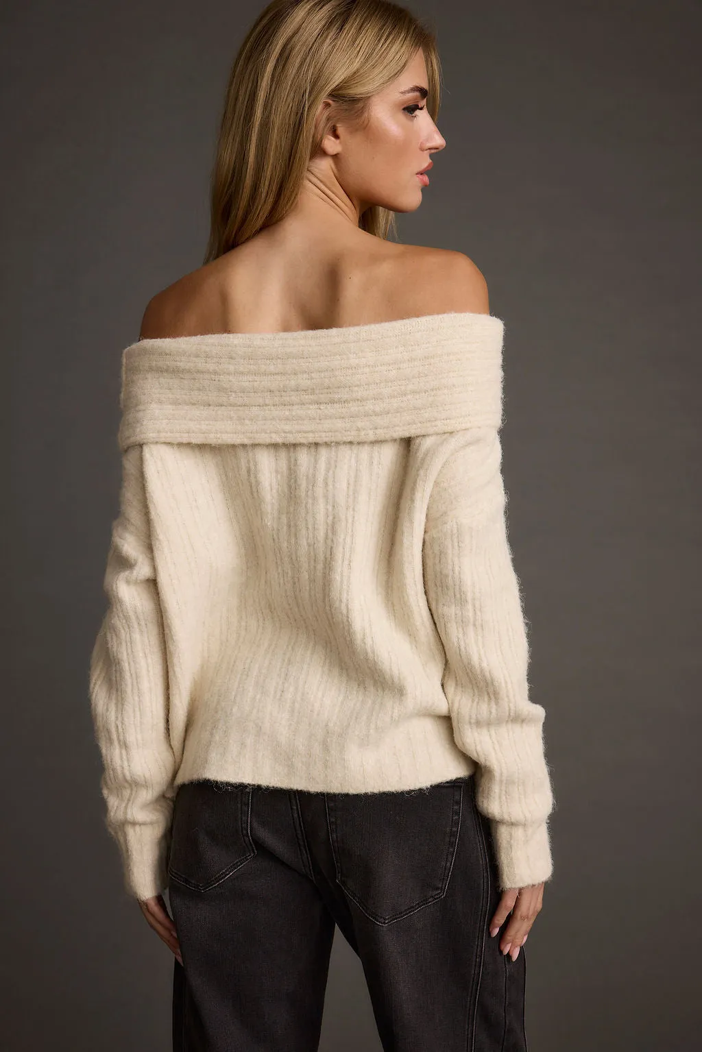 Pamela Beige Off The Shoulder Sweater Sophisticated Conditioner