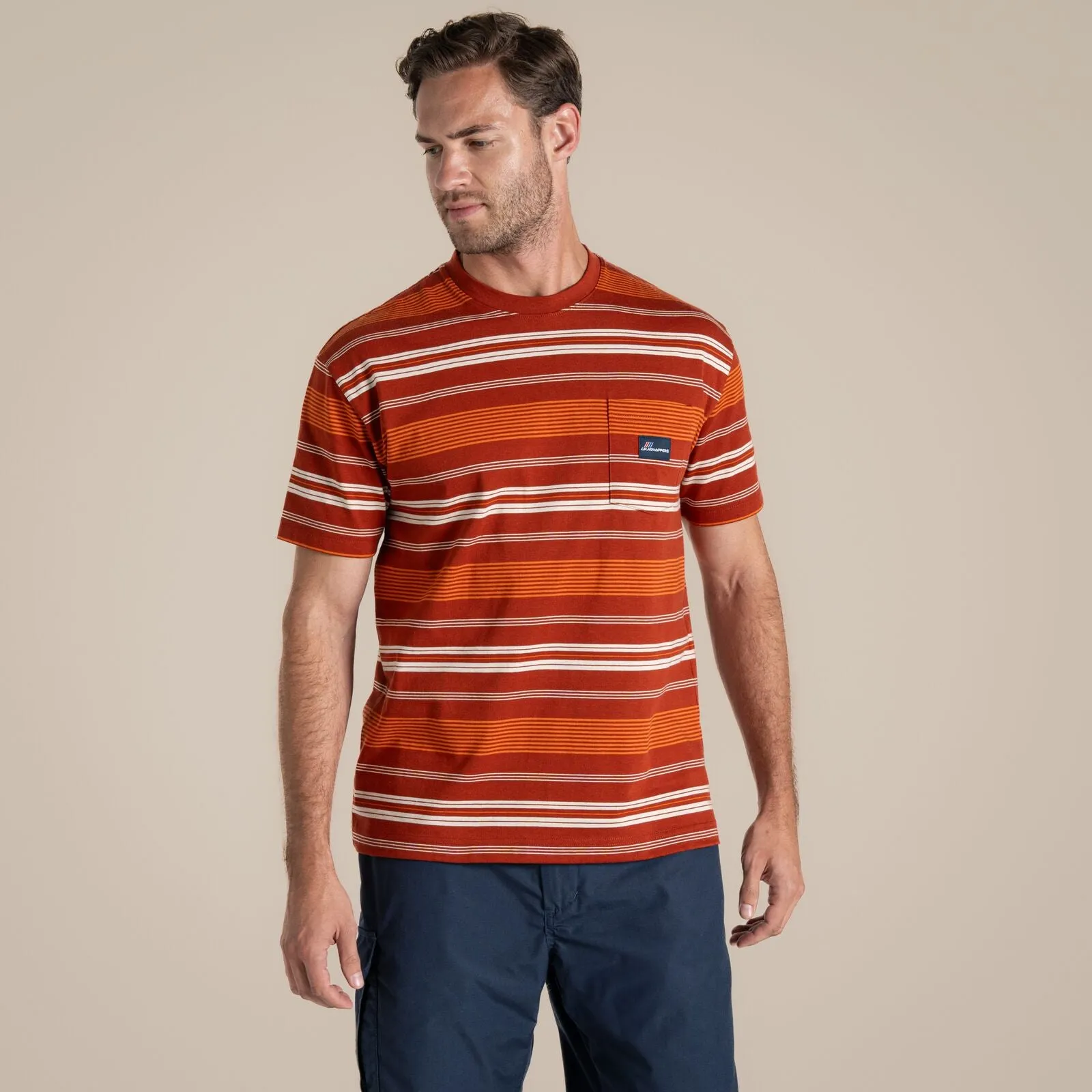 Craghoppers Mens Pointer Organic  Short Sleeve T-Shirt Adjustable Hem Cuff Bonded Seam Technology