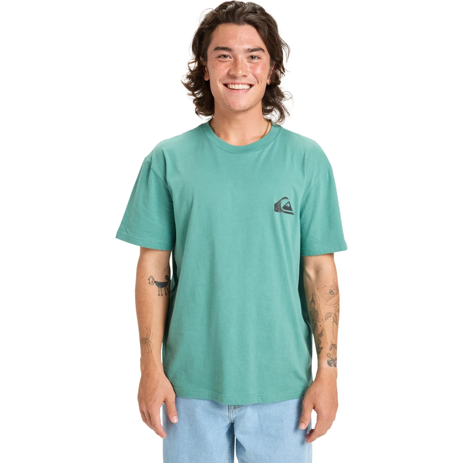 Quiksilver Mens EV Mini Logo Crew Neck Short Sleeve T-Shirt TearResistant SoftInteriorLining