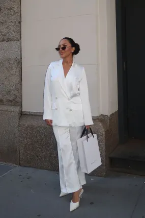 Madison White Satin Trousers Comfort Design TaglessLabel