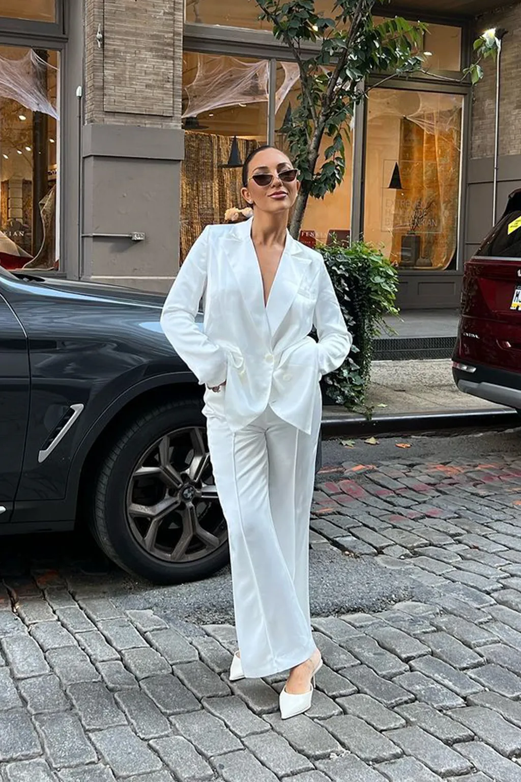 Comfort Style Relaxed Wear Madison White Satin Trousers