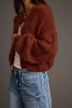 Archie Rust Cropped Cardigan Enhance