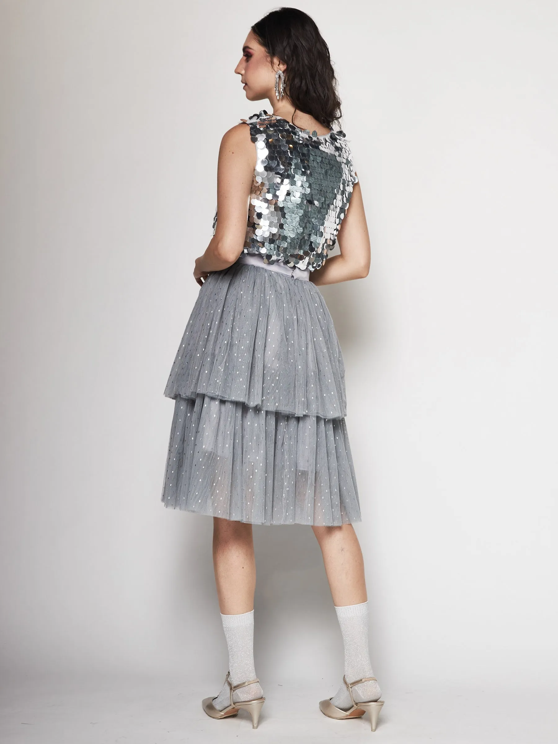 Asymmetric Tulle Midi Skirt Neat Look