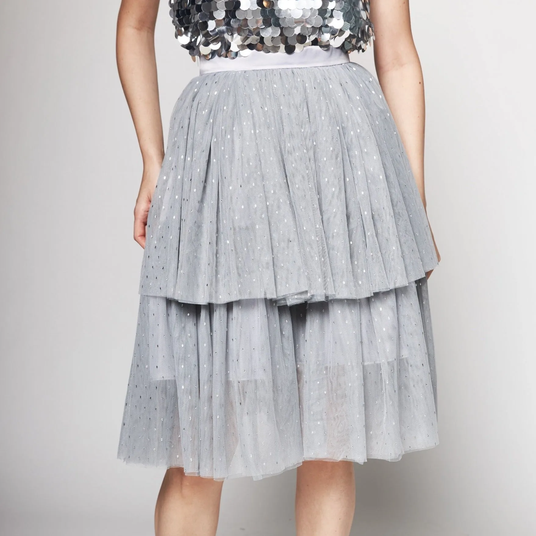 Asymmetric Tulle Midi Skirt Easy Motion