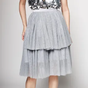 Asymmetric Tulle Midi Skirt Easy Motion
