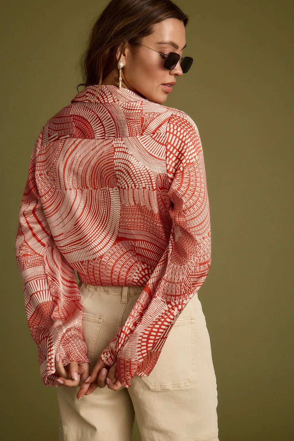 Bathrobe Augusta Tropical Rust Long Sleeve Tie Top