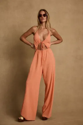 Polished Finish Augustine Apricot Halter Jumpsuit