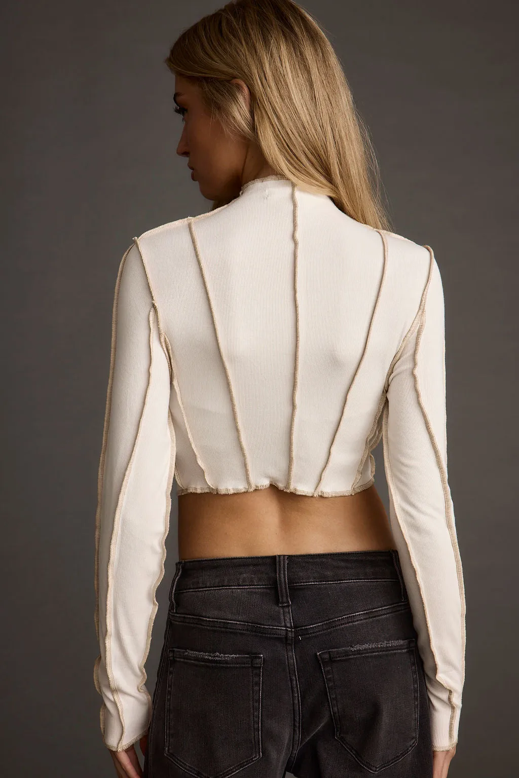 Avalon White Ribbed Long Sleeve Top Ceremony