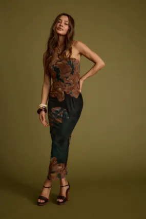 Avani Emerald Floral Strapless Maxi Dress Formal Aura