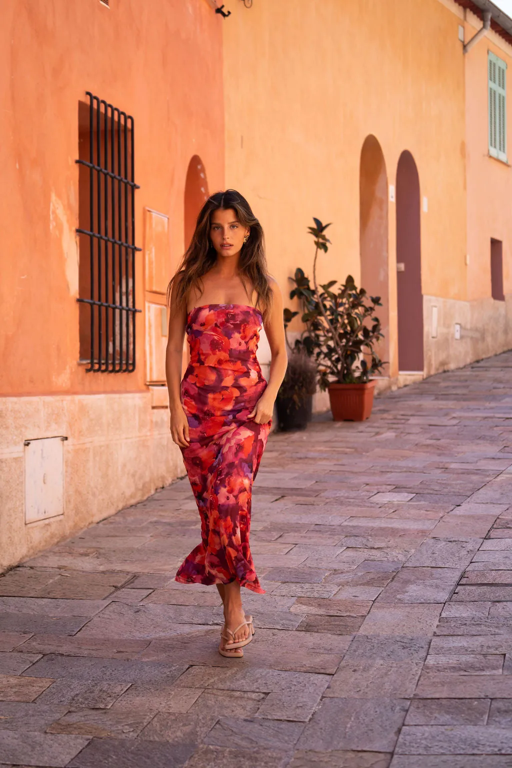 Seasonal Wear Avani Floral Strapless Maxi Dress