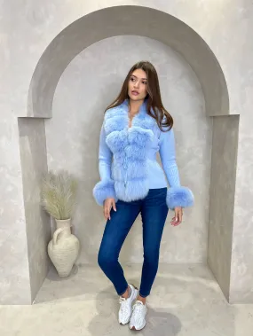 Baby Blue Luxury Fur Cardigan Buttery Soft Handfeel