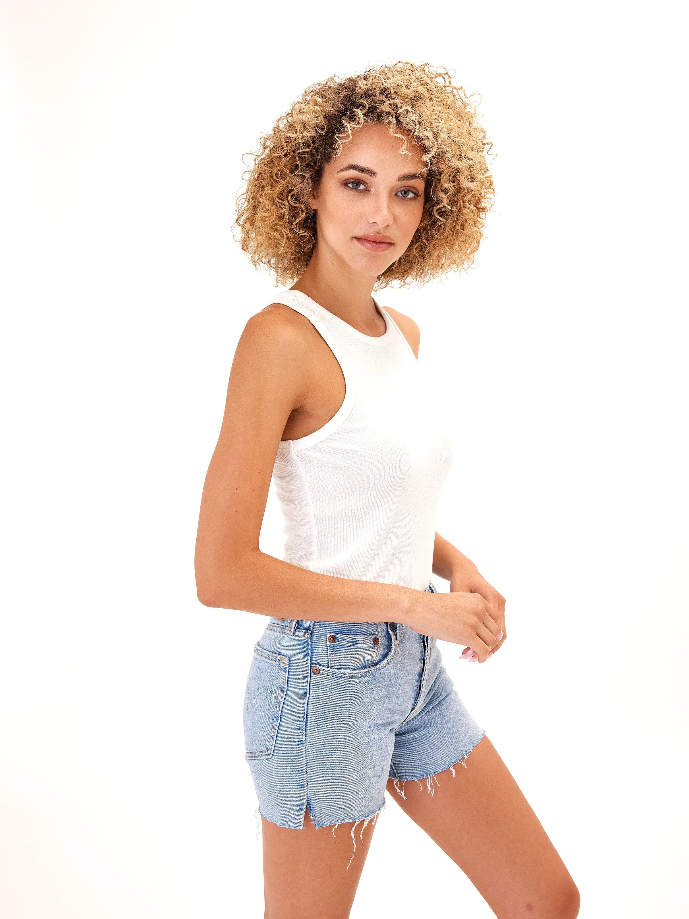Bailey Feather Rib High Neck Tank convenience Ripstop Weave
