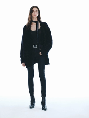 Cold Comfort DropShoulder Design Oversized Fuzzy Knit Cardigan