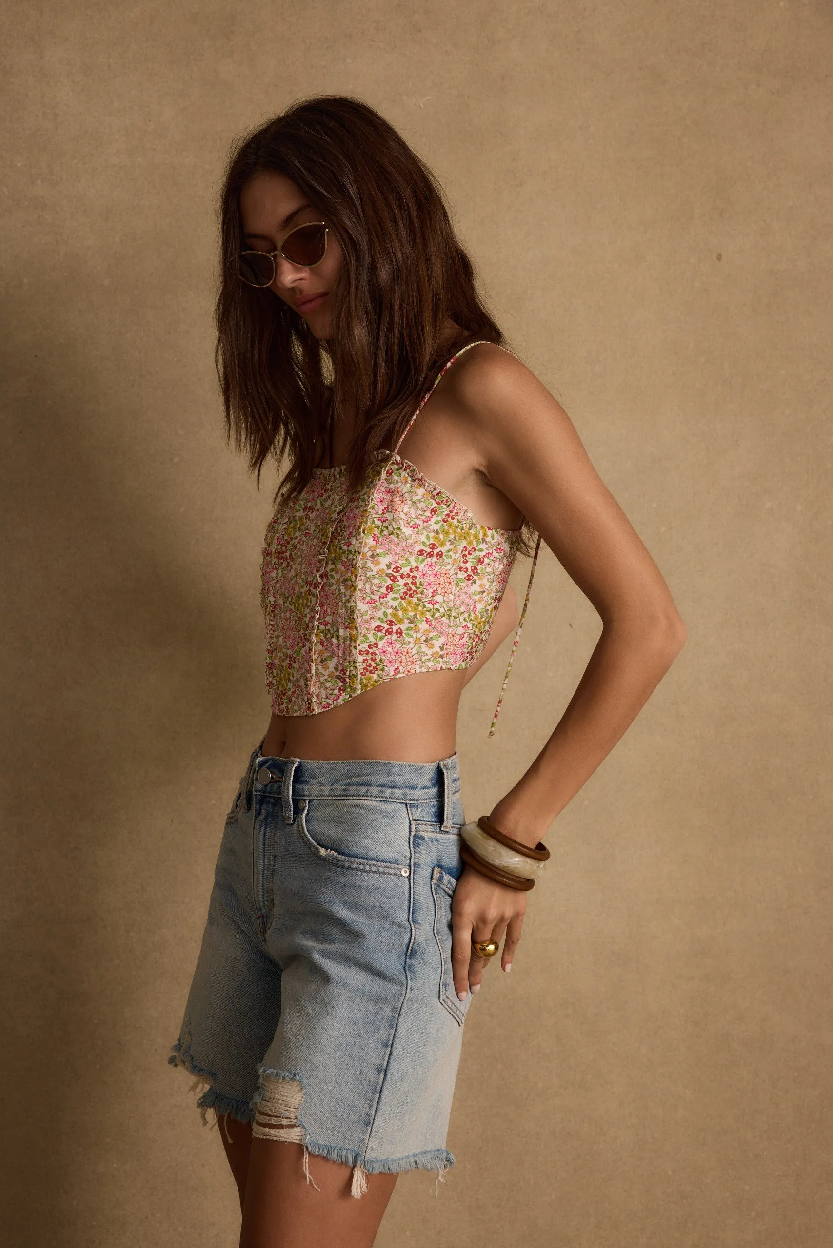 Bay View Floral Corset Top MultiFunctional Pocket Placement Basic Wardrobe