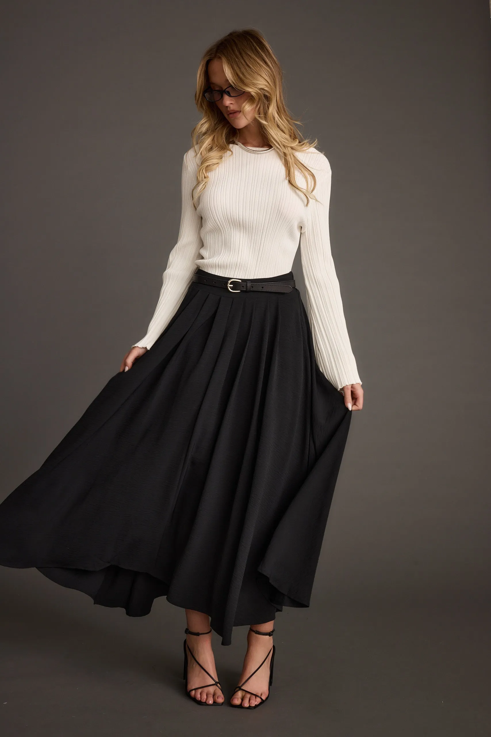 Melinda White Ribbed Knit Bell Sleeve Top Maintenance Morning routine