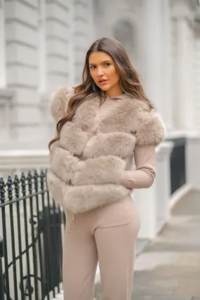 Beige Premium Faux Fur Gilet Classic Fit Cut