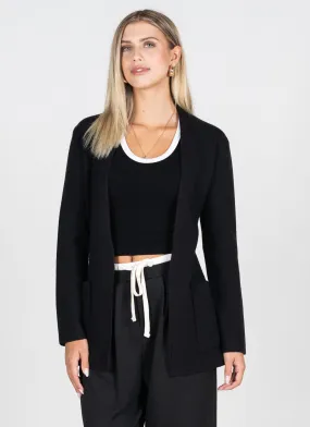 Active Wear Fit Warm Look Belted Knit Cardigan