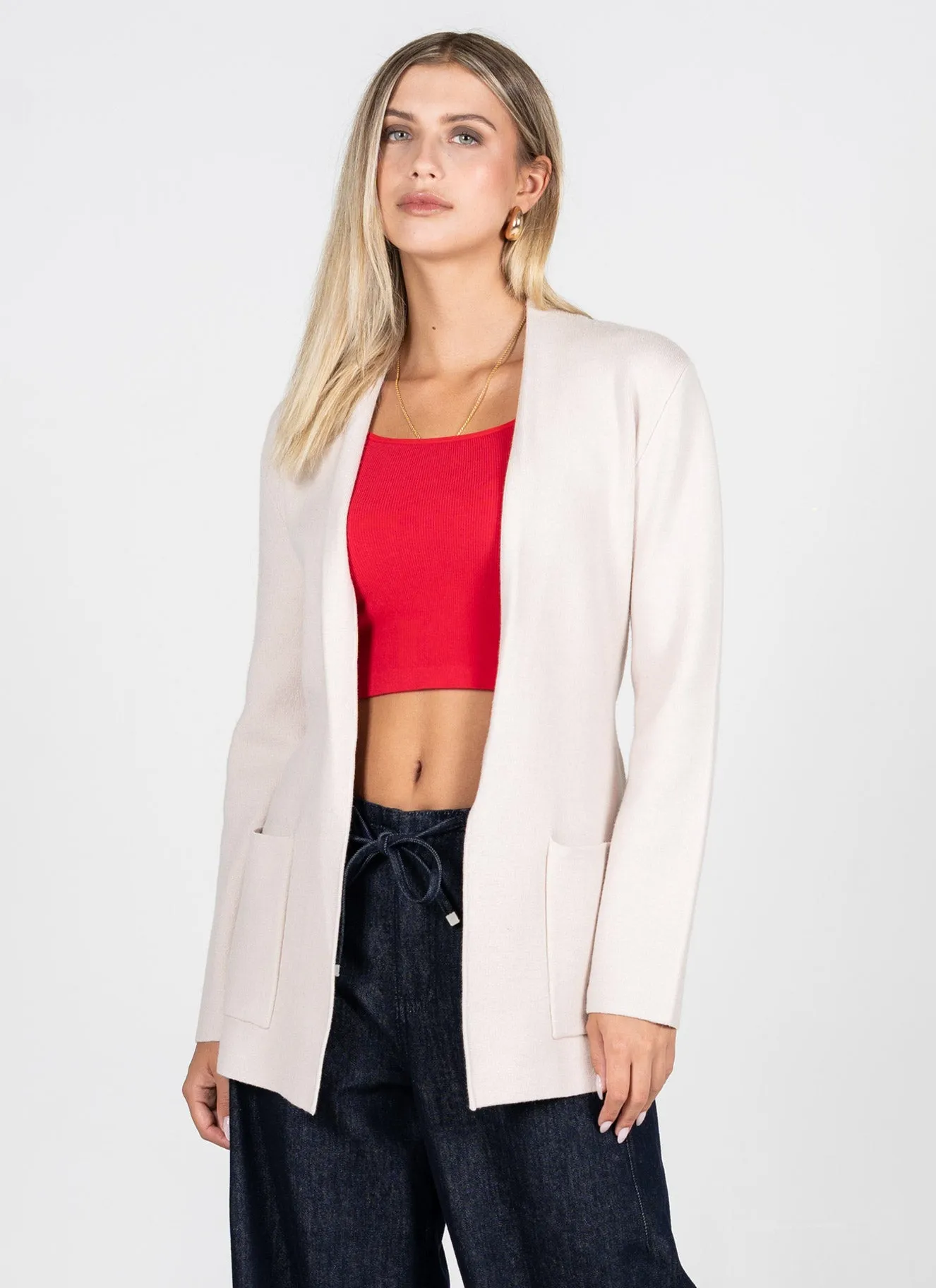 Belted Knit Cardigan Comfy Layer Fit