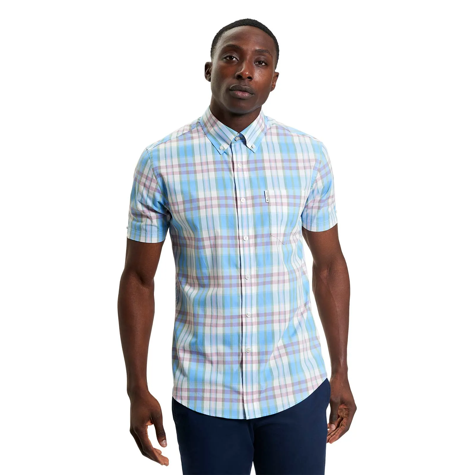 hypoallergenic material Water Repellent Finish Ben Sherman Mens Irregular Check Short Sleeve Shirt
