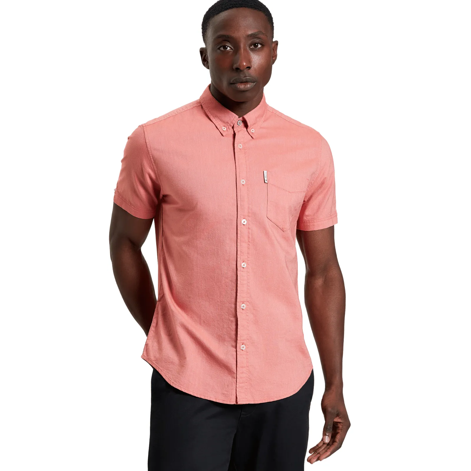 Nautical Look Glossy Texture Ben Sherman Mens Signature Oxford Big & Tall Short Sleeve Shirt