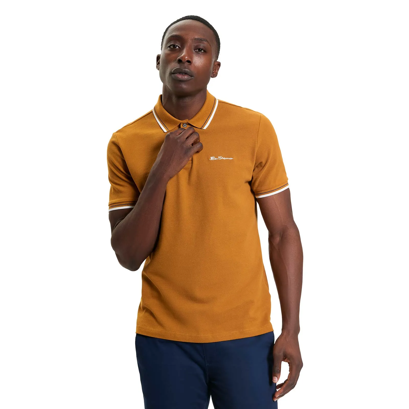 Bound Edge Detailing Sporty Chic Ben Sherman Mens Signature Pique Short Sleeve Polo Shirt