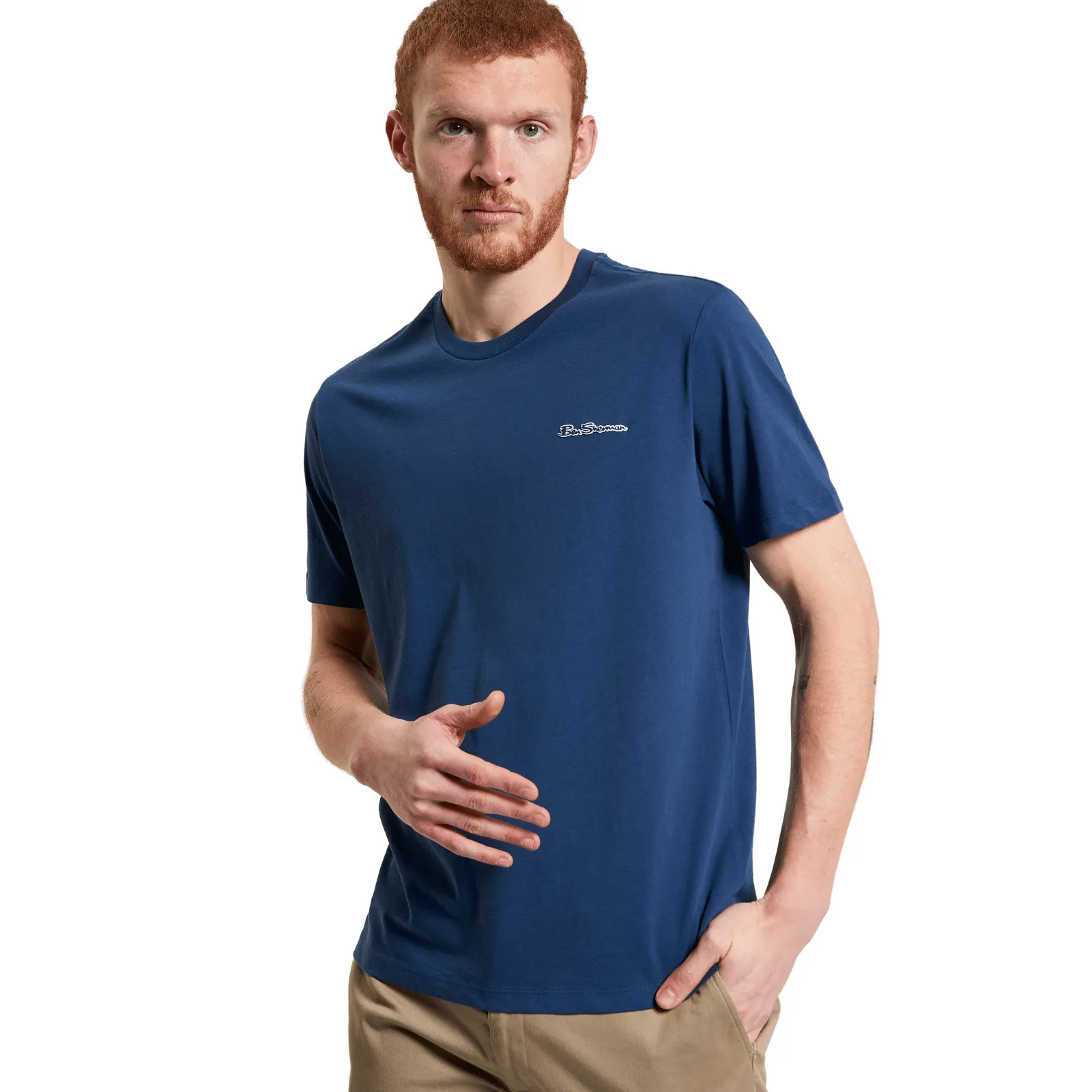 Ben Sherman Mens Signature Short Sleeve T-Shirt ReinforcedHems ButtonlessClosure